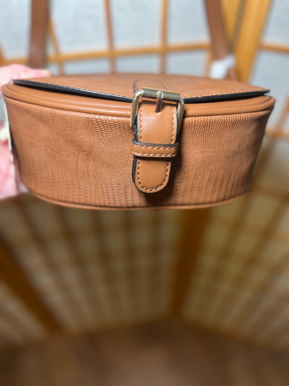 Alyssa Brown Crossbody Bag Vegan Leather Saddle Purse Textured Flap NWT - Picture 3 of 16